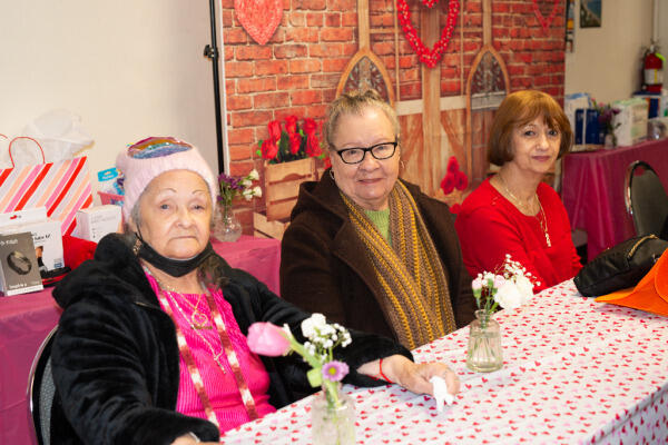 Spanish American Committee volunteers at the Valentine's Day Senior Social event