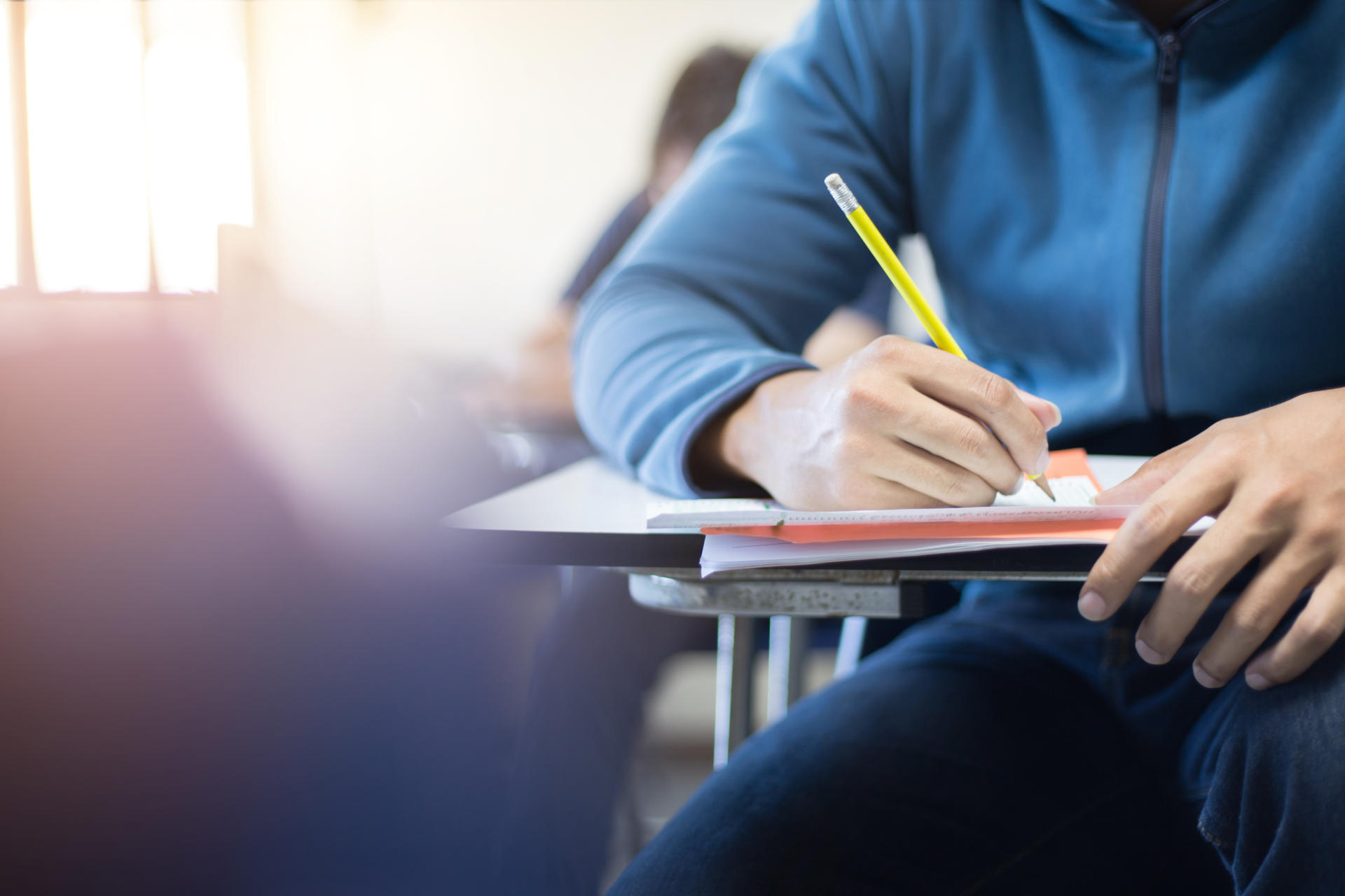 Student working in class