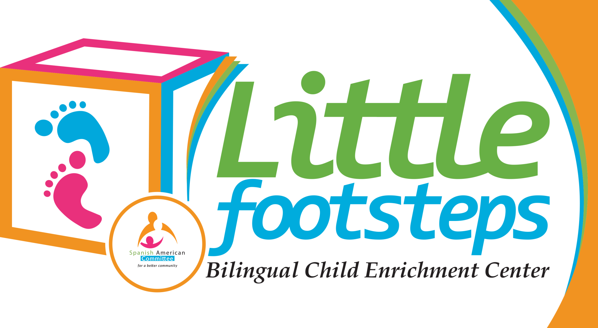 Logo for the Spanish American Committee's Little Footsteps bilingual child care center
