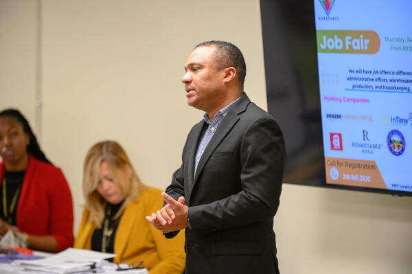 A Hispanic professional in the local Cleveland community gives a presentation at our November 2022 job fair